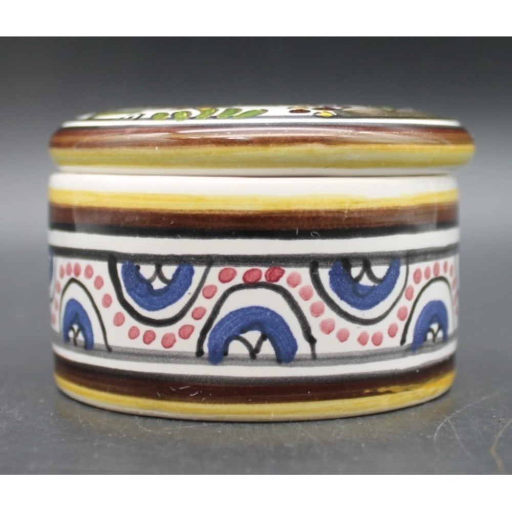 Hand Painted Portuguese Pottery Trinket Box Folk Art Animal Floral Conimbriga - Picture 5 of 11